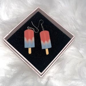 Popsicle drop earrings, red, white, and blue, only worn one